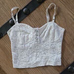 Forever 21 Cream Lace Bustier Style Crop Top sz S